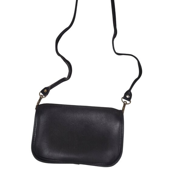 Vintage 80s/90s Leather COACH Basic Black Small Crossbody Purse 8x5 inches - Picture 8 of 8
